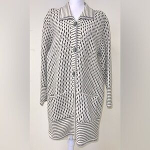 WOOL BLEND LONG JACKET IN BLACK AND WHITE